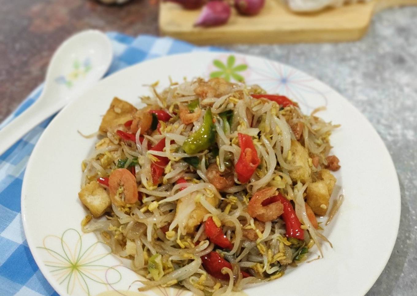 Tumis Tauge Tahu dengan Ebi
