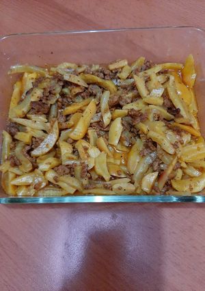 Una foto de Olluquitos con carne molida
