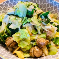 A picture of Caramelised onion sausage and sweetheart cabbage.