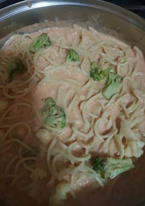 Una foto de Espaguetti a la crema