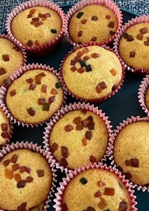 A picture of Eggless Tutti Frutti Cupcake.