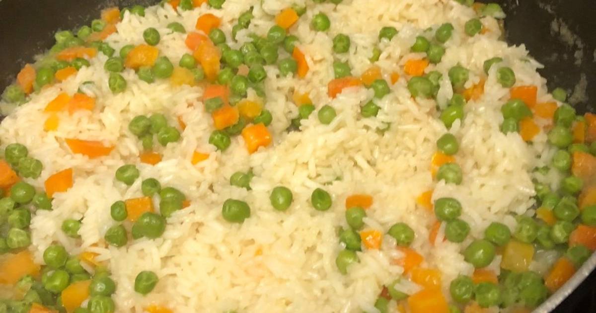 Arroz blanco con vegetales  En arrocera eléctrica 