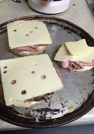 A picture of Roast Beef and Ham Open Faced Sandwich.