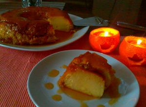 Una foto de Flan de Mandarina