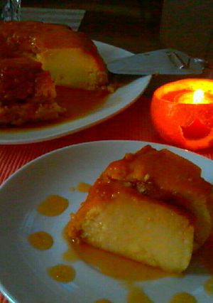 Una foto de Flan de Mandarina