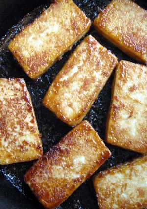 A picture of Pan-fried Tofu with Yakiniku Sauce.