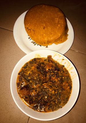 A picture of Title:exotic ogbono soup.