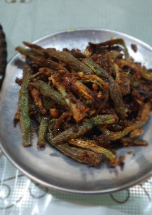 A picture of Kurkuri bhindi.