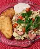 Filetes de Pescado con Pasta al Limón y cilantro