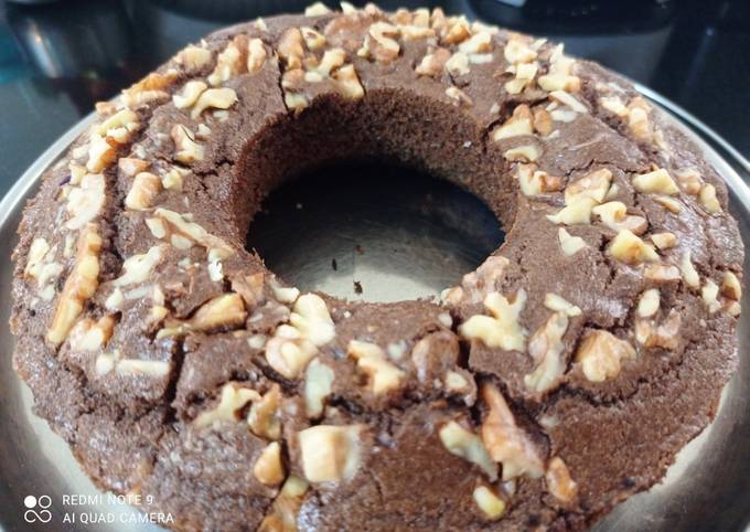 Recipe of Homemade Chocolate walnut whey protein cake
