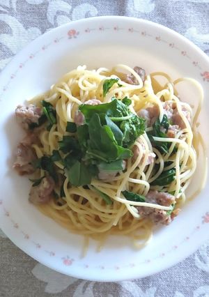 Foto di Spaghetti, salsiccia e rucola