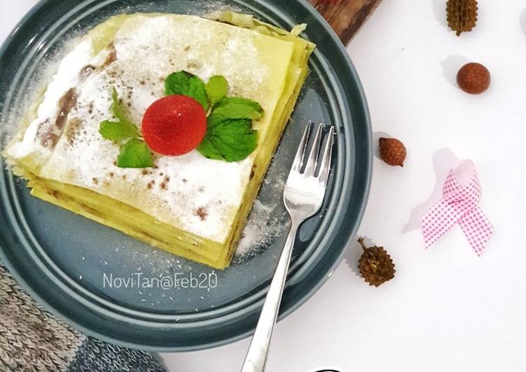 Bagaimana Menyiapkan 75. Kue Crepes Lapis Almond Coklat Keju glutten free (vco), Enak