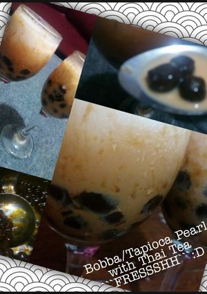 Foto resep Boba pearl drink with brown sugar syrup and Thai tea fresshh