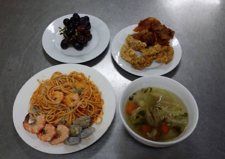Cara Gampang Menyiapkan Spaghetti seafood Anti Gagal