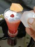 Rose melon Shake with coconut and sabja