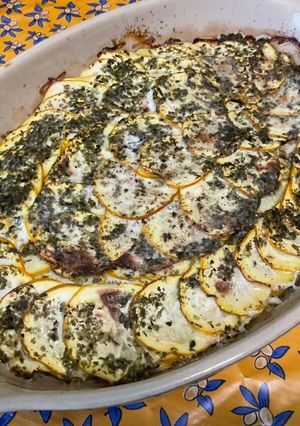 Une photo de Gratin de courgettes jaunes à la crème et persil’algues