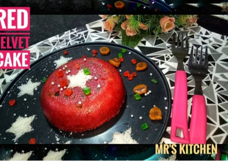 Recipe of Homemade Red Velvet Cake with Strawberry and Coconut flavour (Eggless)