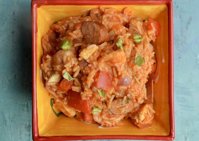 Easiest Way to Make Fancy Chicken and Prawn Jambalaya for Dinner Food