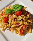 Feta Pasta mit Tomaten und Garnelen