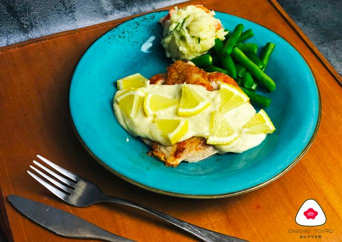 Cara Gampang Membuat Chicken Steak with White Lemon Sauceチキンステーキホワイトレモンソース yang Lezat