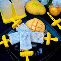 A picture of Fruity Chia Popsicles.