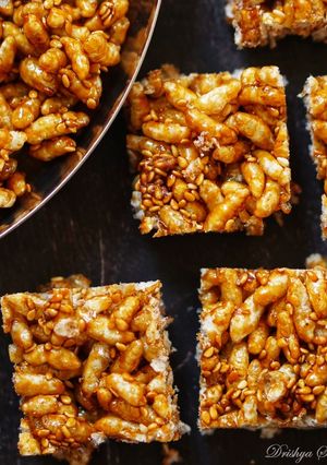 A picture of Til Murmura Chikki [ Sesame Puffed Rice Brittle].