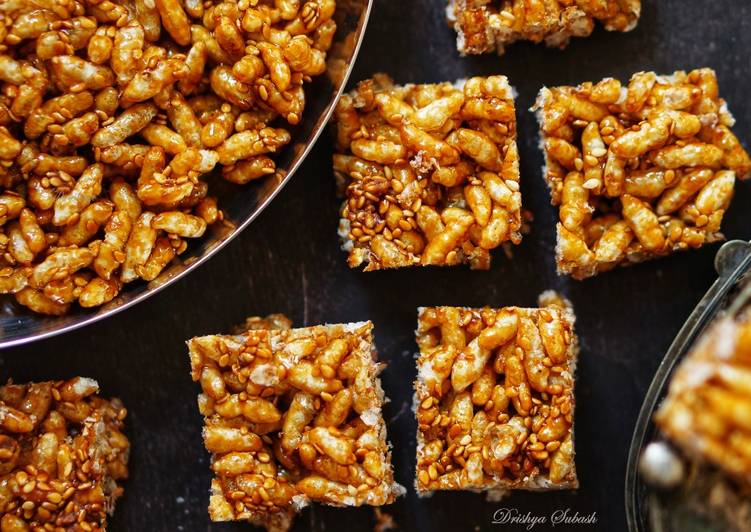 Simple Way to Prepare Ultimate Til Murmura Chikki [ Sesame Puffed Rice Brittle]