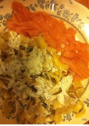 Une photo de Tagliatelles fraîches sauce gorgonzola et saumon fumé