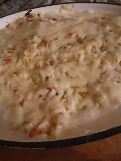 Una foto de Lasagna con salsa blanca
