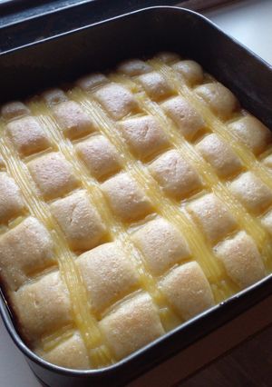 Una foto de Torta matera con crema pastelera