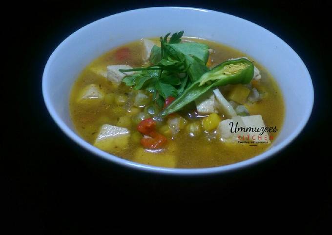 Tofu and vegetable soup Recipe by Ummuzees Kitchen - Cookpad