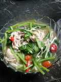 Oseng jamur Enoki dan cesim hijau