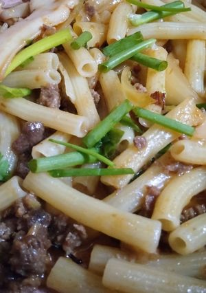Hình của món Nui xào bò và mực.