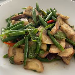 A picture of Stirred Fried Brinjals and Green Beans👍.
