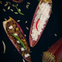 A picture of Mochar Ghonto (Traditional Banana Blossom Curry).