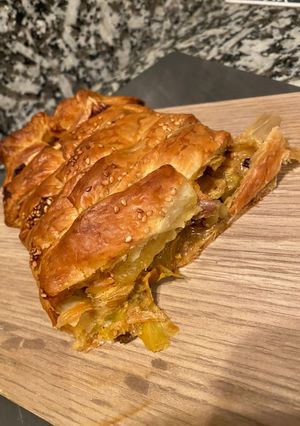 Une photo de Tresse feuilletée saumon poireau