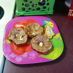 A picture of Baked no egg blueberry applesauce and banana pancakes.