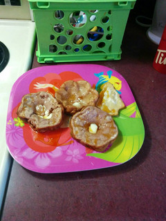 A picture of Baked no egg blueberry applesauce and banana pancakes.