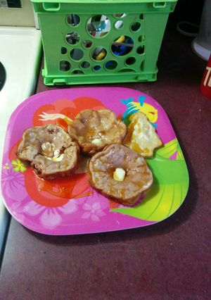 A picture of Baked no egg blueberry applesauce and banana pancakes.