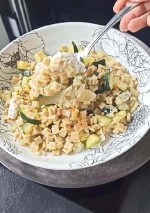 Une photo de Risotto de crozets au sarrasin et dés de courgettes
