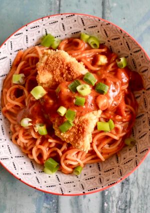 A picture of Crumbed Chicken Spaghetti.