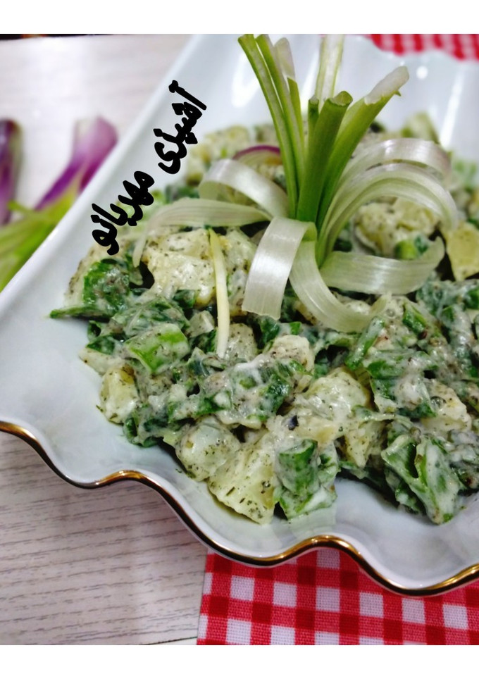 عکسی از دستور سالاد پیازچه و سیب زمینی