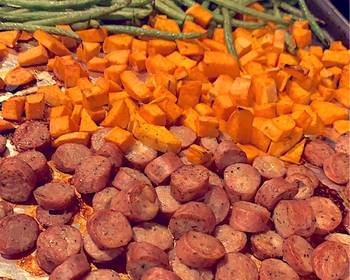 Ultimate, Prepare Roasted chicken sausage sweet potatoes and fresh green beans Delicious Nutritious