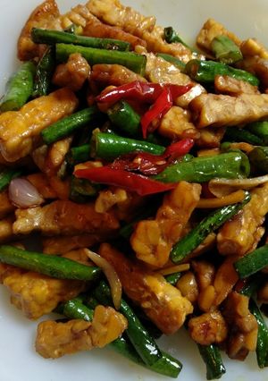 Foto resep Tumis tempe kacang panjang saus tiram