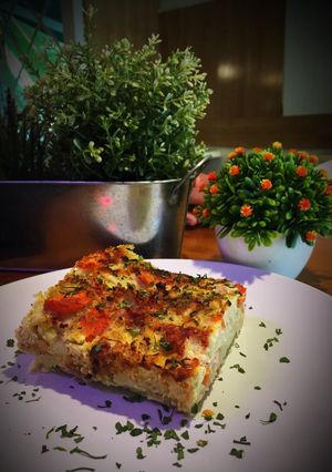 Una foto de Pastel de coliflor y zanahoria