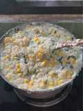 Bubur Manado atau bubur tinutuan dengan Ikan Asin dan Sambal Tomat ala mama
