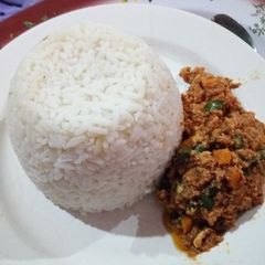 Buttered White Rice with Vegetable Egg Sauce A picture of Buttered White Rice with Vegetable Egg Sauce.