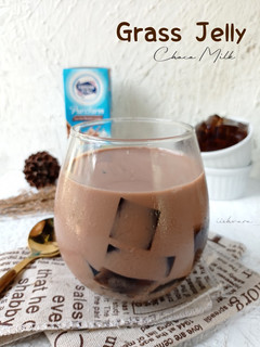 Foto resep Grass jelly choco milk