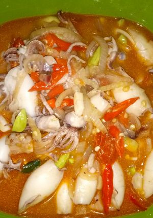 Foto resep Cumi +Pete asam Manis pedas