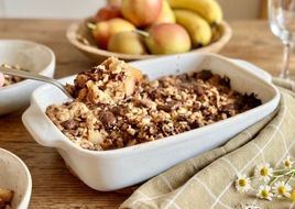 💚 Crumble poires, pommes et banane au chocolat et aux noisettes
